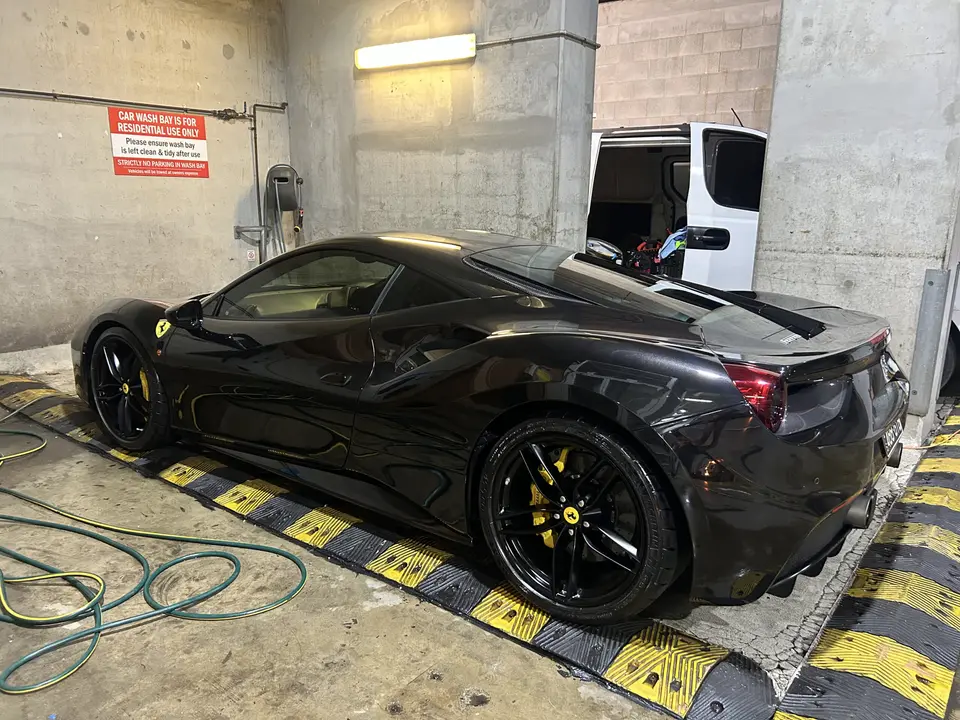 Black Ferrari in the workshop